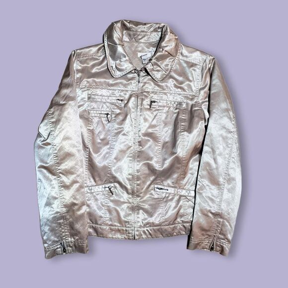 Y2K Indie Sleaze Downtown Girl Metallic Champagne Gold Jacket - Picture 3 of 6